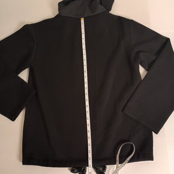 Zara Black Fleece Cowl Neck Pullover Sweatshirt Ribbon Tie Hem Women’s Small EUC - Picture 13 of 16